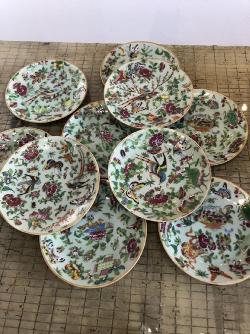 SET OF 10 CELADON ENAMELLED PLATES CIRCA 186070 - ADDITIONAL PHOTO 2