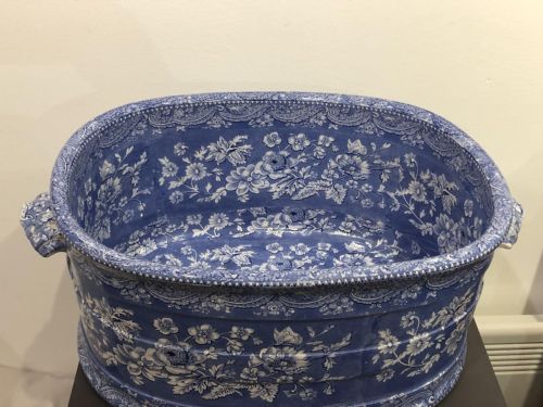 1820'S BLUE AND WHITE TRANSFER ALL OVER SHEET PATTERN FOOT BATH 182530 - ADDITIONAL PHOTO 2