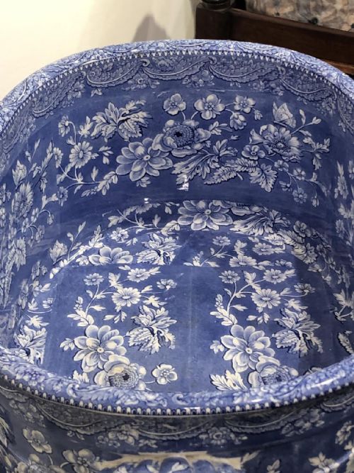 1820'S BLUE AND WHITE TRANSFER ALL OVER SHEET PATTERN FOOT BATH 182530 - ADDITIONAL PHOTO 4