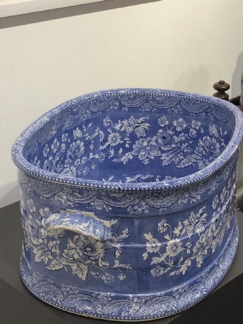 1820'S BLUE AND WHITE TRANSFER ALL OVER SHEET PATTERN FOOT BATH 182530 - ADDITIONAL PHOTO 8