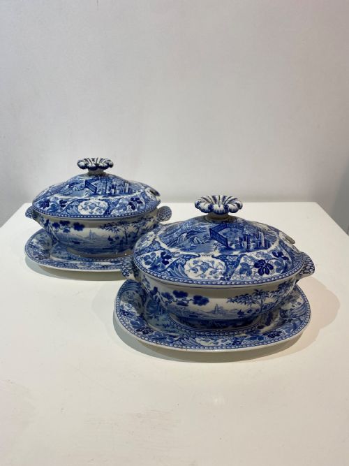 2 WEDGWOOD BAMBOO PATTERN SAUCE TUREENS 1815 PAIR 1 - ADDITIONAL PHOTO 1