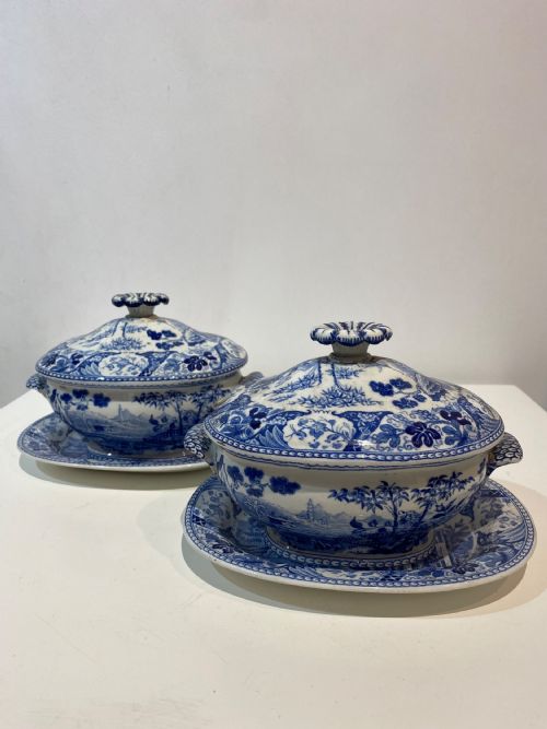 2 WEDGWOOD BAMBOO PATTERN SAUCE TUREENS 1815 PAIR 1 - ADDITIONAL PHOTO 3