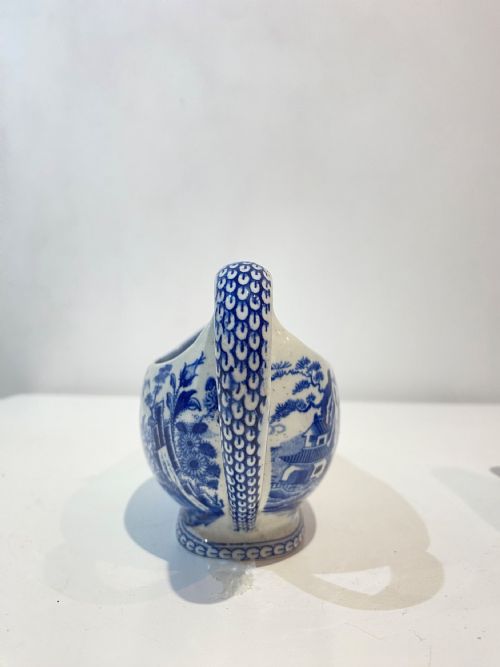 WEDGWOOD BAMBOO PATTERN BLUE AND WHITE TRANSFER SAUCE BOAT 1815 - ADDITIONAL PHOTO 1