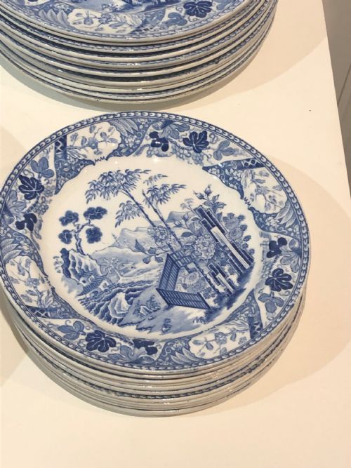 12 bamboo dessert plates wedgwood 18101815 - CATEGORY: ANTIQUE PLATES - DATED REGENCY