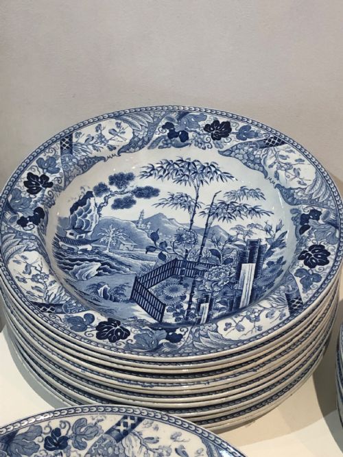 12 bamboo soup bowls wedgwood 18101815 - CATEGORY: ANTIQUE CERAMICS - DATED REGENCY
