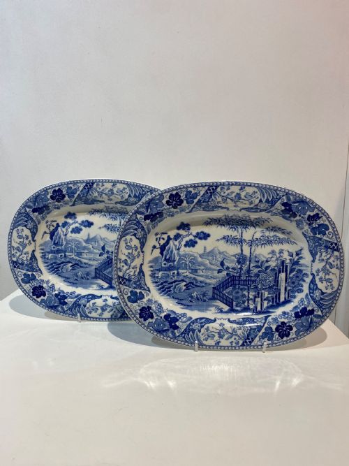 2 wedgwood platters in bamboo pattern 1815 - CATEGORY: ANTIQUE CERAMICS - DATED REGENCY