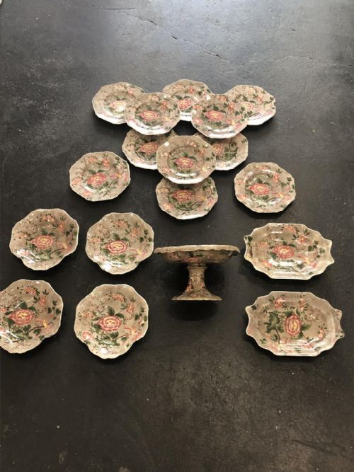 early english spode chintzdessert service 1820 - CATEGORY: ANTIQUE CERAMICS - DATED REGENCY