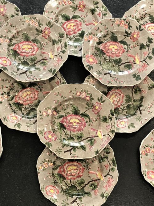 EARLY ENGLISH SPODE CHINTZDESSERT SERVICE 1820 - ADDITIONAL PHOTO 1