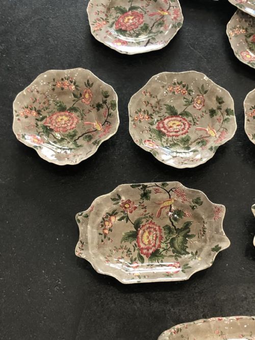 EARLY ENGLISH SPODE CHINTZDESSERT SERVICE 1820 - ADDITIONAL PHOTO 4