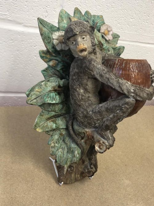 continental terracotta monkey wall pocket 1870 - CATEGORY: ANTIQUE CERAMICS - DATED VICTORIAN