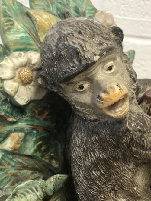 CONTINENTAL TERRACOTTA MONKEY WALL POCKET 1870 - ADDITIONAL PHOTO 1
