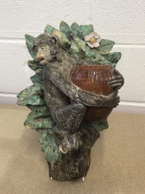 CONTINENTAL TERRACOTTA MONKEY WALL POCKET 1870 - ADDITIONAL PHOTO 7