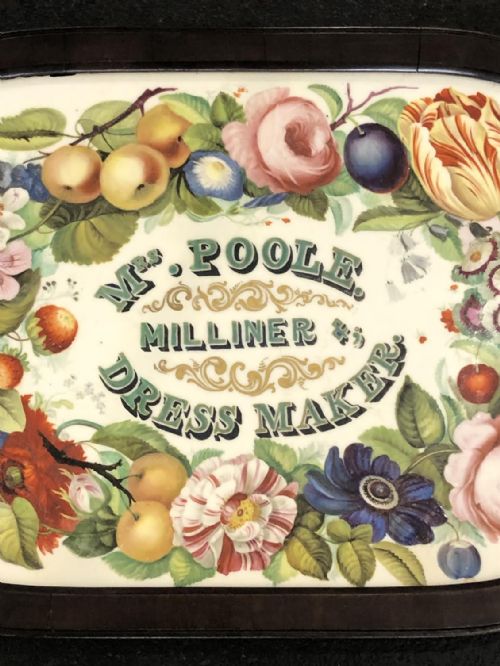 AN INCREDIBLY RARE AND PROBABLY UNIQUE ADVERTISING CERAMIC PLAQUE 183545 DRESSMAKING AND MILLINER RELATED - ADDITIONAL PHOTO 1