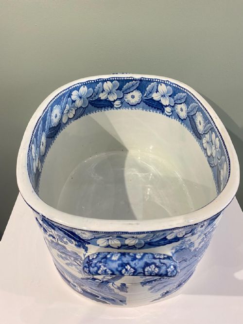 PIPING SHEPHERD PATTERN BLUE AND WHITE TRANSFER FOOTBATH 1820 - ADDITIONAL PHOTO 2