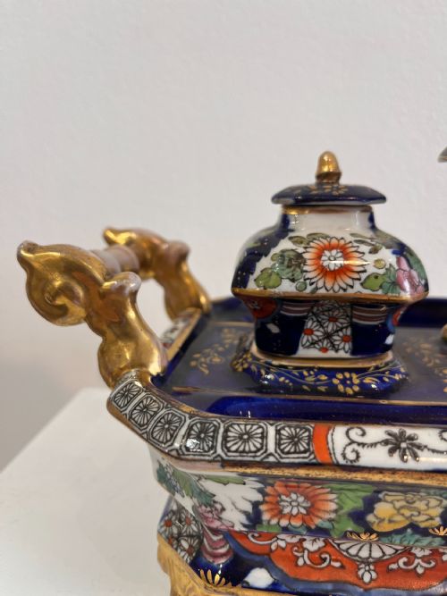 183540 MASONS IRONSTONE LARGE DESK INKWELL - ADDITIONAL PHOTO 1