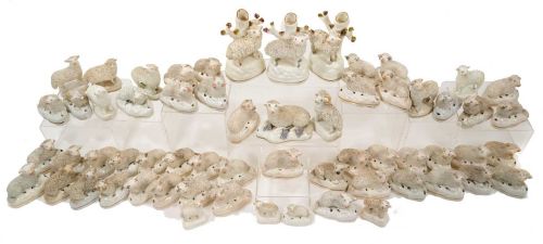 A WONDERFUL COLLECTION OF 61 19TH CENTURY STAFFORDSHIRE POTTERY SHEEP - ADDITIONAL PHOTO 1