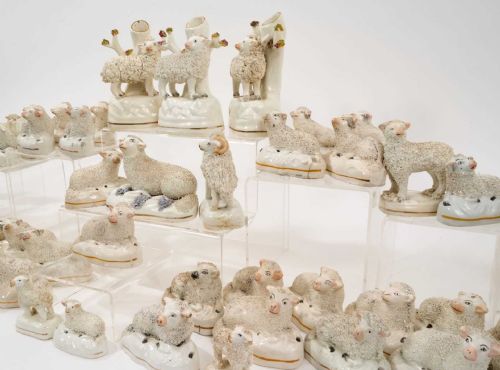 A WONDERFUL COLLECTION OF 61 19TH CENTURY STAFFORDSHIRE POTTERY SHEEP - ADDITIONAL PHOTO 2