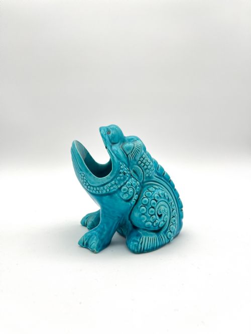 A TURQUOISE BURMANTOFTS TOAD SPOONWARMER 187080 - ADDITIONAL PHOTO 1