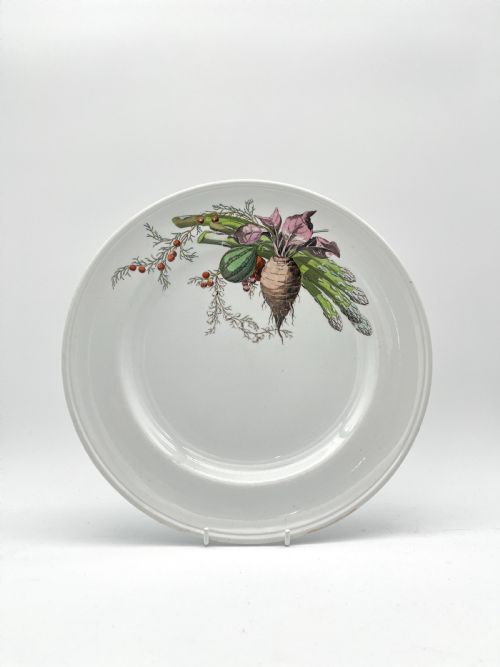 A BEAUTIFUL 1870S MINTON CREAMWARE BODY OF PLATTER AND PLATES WITH VEGETABLES PATTERNS - ADDITIONAL PHOTO 6