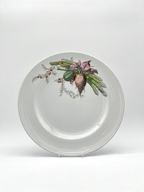 A BEAUTIFUL 1870S MINTON CREAMWARE BODY OF PLATTER AND PLATES WITH VEGETABLES PATTERNS - ADDITIONAL PHOTO 7