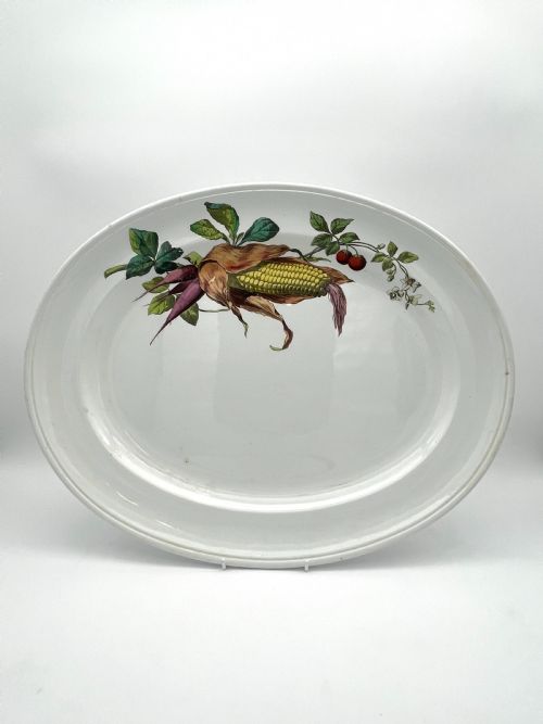 A BEAUTIFUL 1870S MINTON CREAMWARE BODY OF PLATTER AND PLATES WITH VEGETABLES PATTERNS - ADDITIONAL PHOTO 14