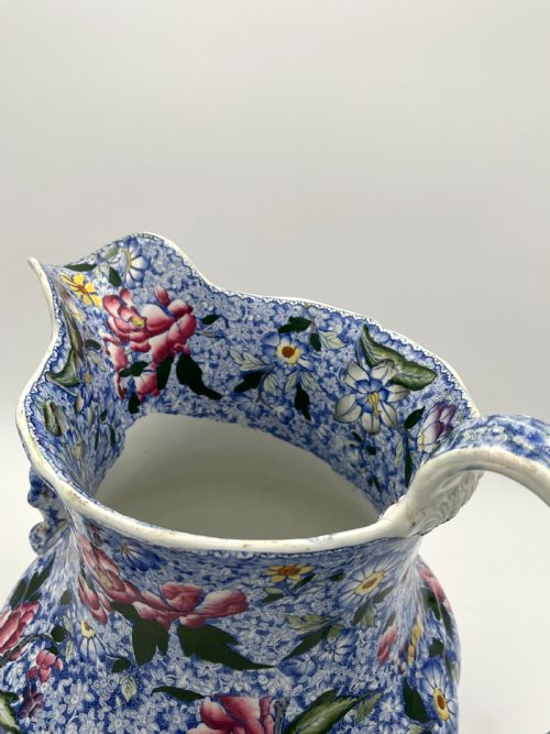 HICKS AND MEIGH BLUE CHINTZ FOOTBATH JUG 1845 - ADDITIONAL PHOTO 3
