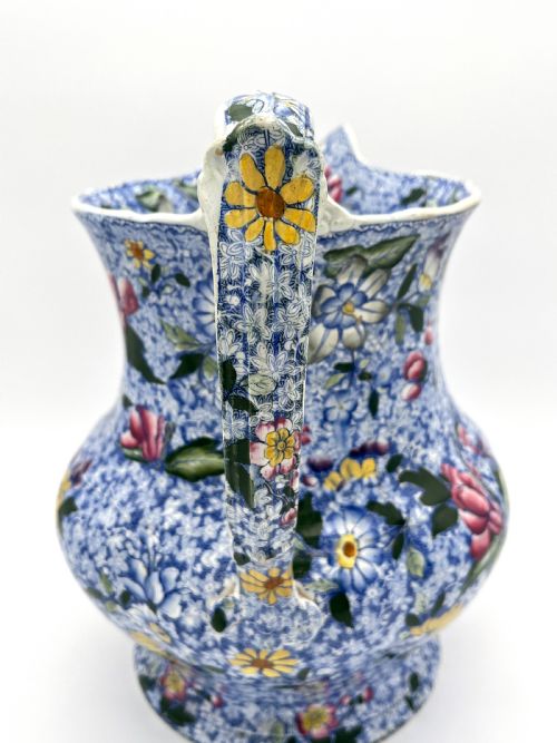 HICKS AND MEIGH BLUE CHINTZ FOOTBATH JUG 1845 - ADDITIONAL PHOTO 4