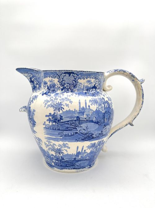 an enormous blue white transfer jug circa 1820 - CATEGORY: ANTIQUE JUGS - DATED 1800