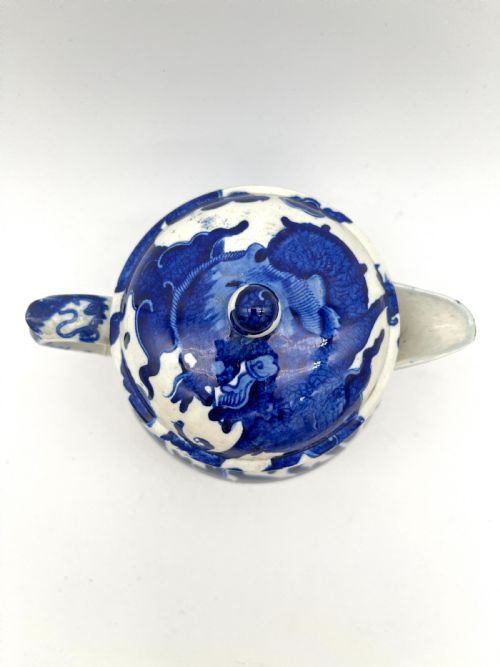 SPODE BLUE WHITE HOT TOAST JUG WITH RARE DRAGON PATTERN EARLY 19TH CENTURY - ADDITIONAL PHOTO 3