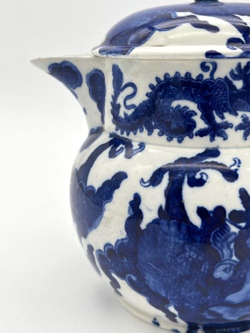 SPODE BLUE WHITE HOT TOAST JUG WITH RARE DRAGON PATTERN EARLY 19TH CENTURY - ADDITIONAL PHOTO 4