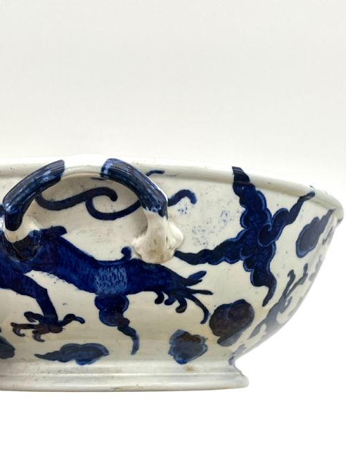 SPODE BLUE WHITE SPONGE BOWL WITH DRAGON PATTERN EARLY 19TH CENTURY - ADDITIONAL PHOTO 4