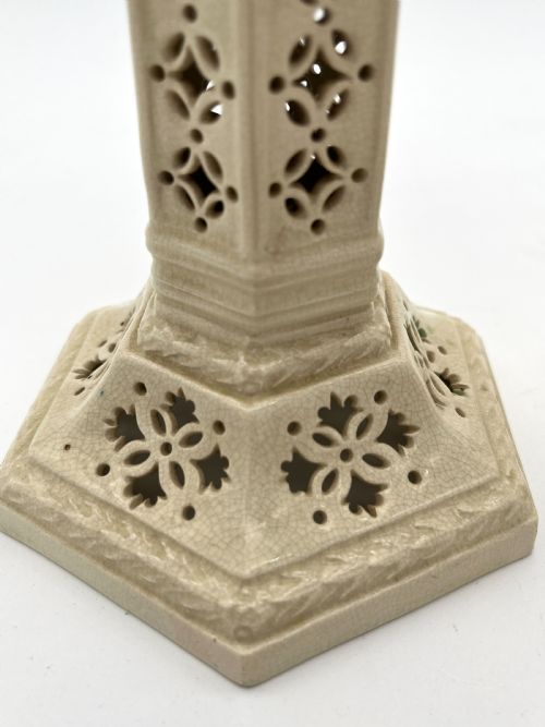 PR OF STAFFORDSHIRE CREAMWARE CANDLESTICKS LATE VICTORIAN - ADDITIONAL PHOTO 5