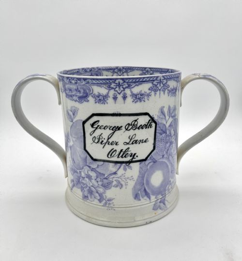 rare large mulberry loving mug full of frogs and newts 1845 - CATEGORY: ANTIQUE CERAMICS - DATED 19TH CENTURY