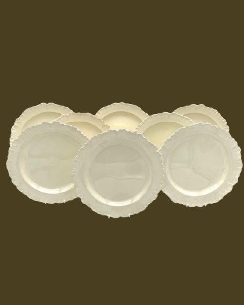 RARE SET OF 8 ENGLISH CREAMWARE FEATHER EDGED PLATES 18TH CENTURY - ADDITIONAL PHOTO 5