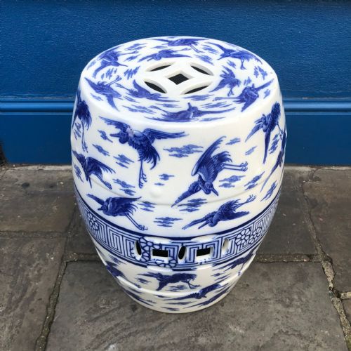 GORGEOUS FLOWBLUE MINTON GARDEN SEAT 1870 - ADDITIONAL PHOTO 1