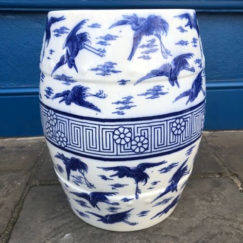 GORGEOUS FLOWBLUE MINTON GARDEN SEAT 1870 - ADDITIONAL PHOTO 2