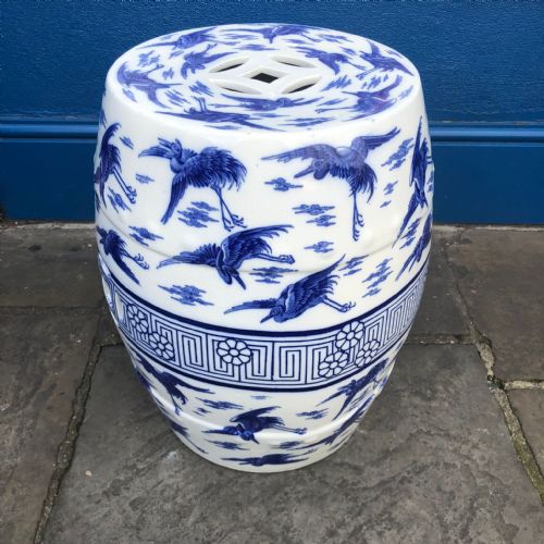 GORGEOUS FLOWBLUE MINTON GARDEN SEAT 1870 - ADDITIONAL PHOTO 3