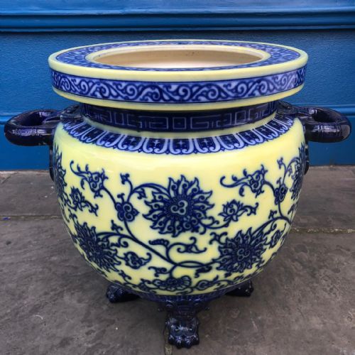 majestic flowblue and clobbered minton fishbowl 18701880 - CATEGORY: ANTIQUE CERAMICS - DATED 1870