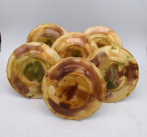 SIX STUNNING COLOURED MAJOLICA DESSERT PLATES FROM 1860 - ADDITIONAL PHOTO 9