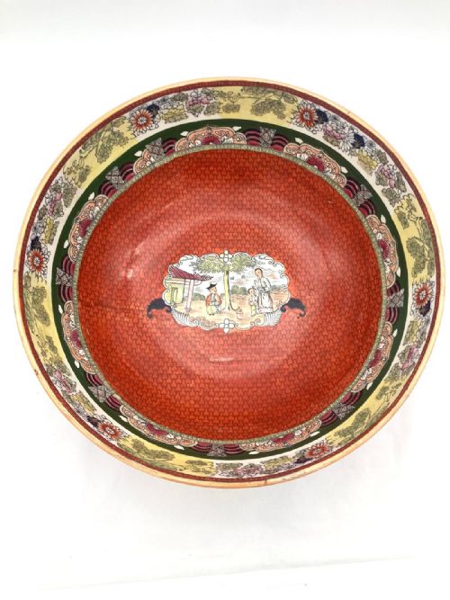 an exceptionally large red scale mason's ironstone punchbowl circa 1870 - CATEGORY: ANTIQUE CERAMICS - DATED 1870