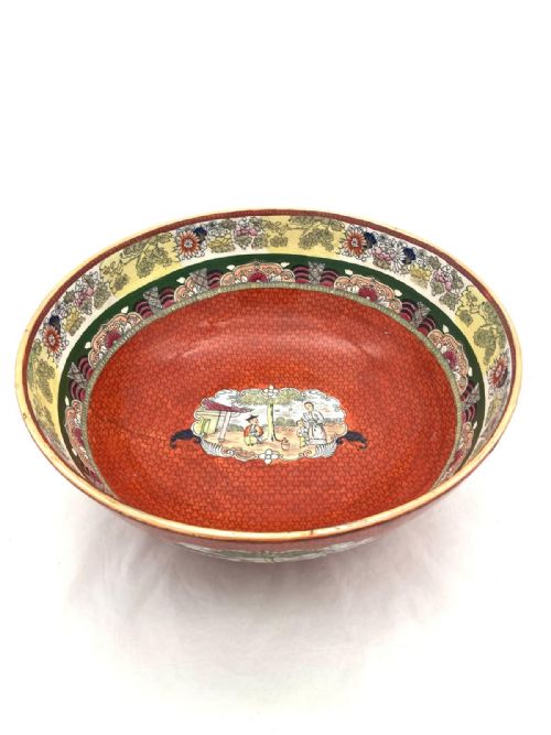 AN EXCEPTIONALLY LARGE RED SCALE MASON'S IRONSTONE PUNCHBOWL CIRCA 1870 - ADDITIONAL PHOTO 1