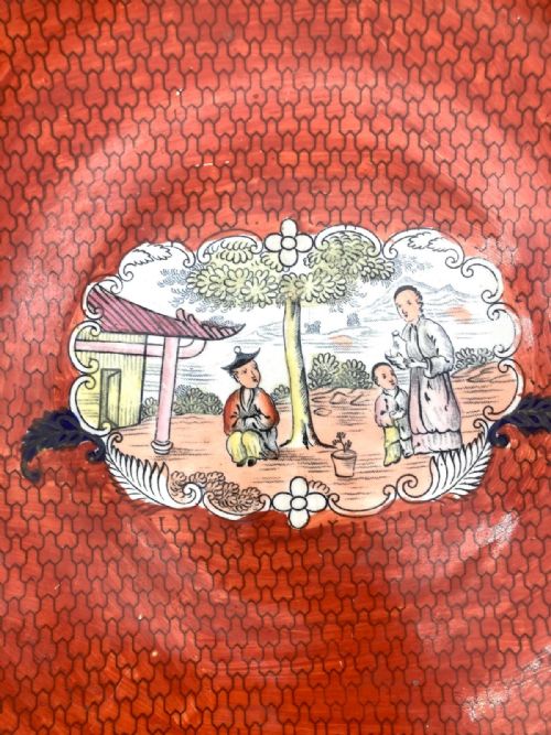 AN EXCEPTIONALLY LARGE RED SCALE MASON'S IRONSTONE PUNCHBOWL CIRCA 1870 - ADDITIONAL PHOTO 2