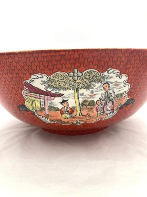 AN EXCEPTIONALLY LARGE RED SCALE MASON'S IRONSTONE PUNCHBOWL CIRCA 1870 - ADDITIONAL PHOTO 5
