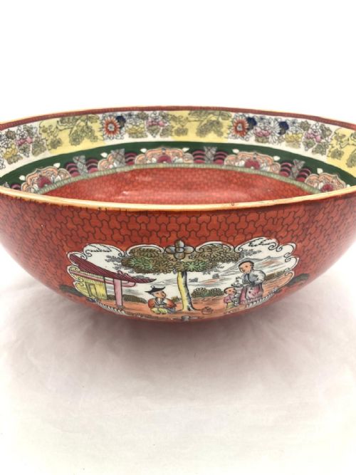 AN EXCEPTIONALLY LARGE RED SCALE MASON'S IRONSTONE PUNCHBOWL CIRCA 1870 - ADDITIONAL PHOTO 6