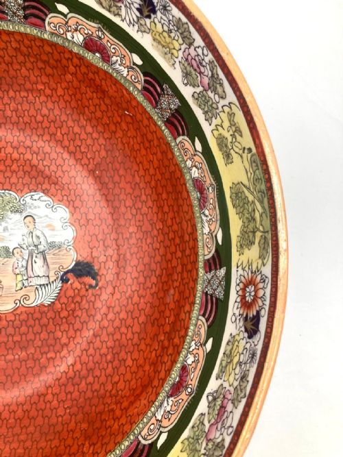 AN EXCEPTIONALLY LARGE RED SCALE MASON'S IRONSTONE PUNCHBOWL CIRCA 1870 - ADDITIONAL PHOTO 7