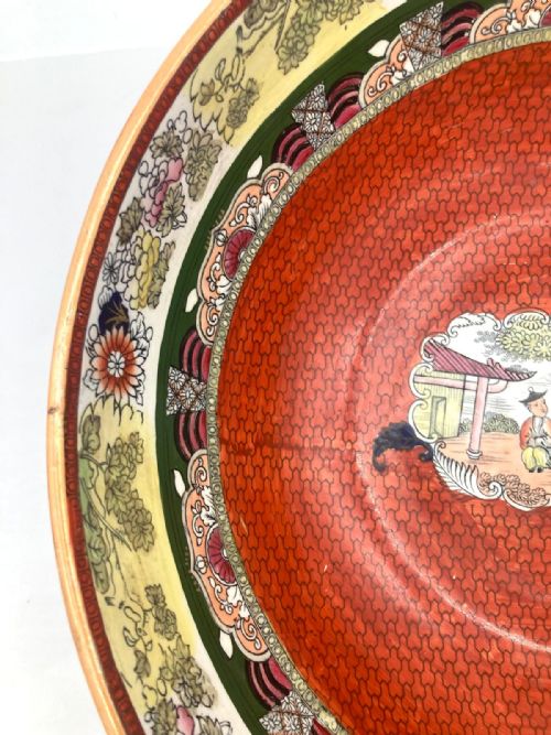 AN EXCEPTIONALLY LARGE RED SCALE MASON'S IRONSTONE PUNCHBOWL CIRCA 1870 - ADDITIONAL PHOTO 8
