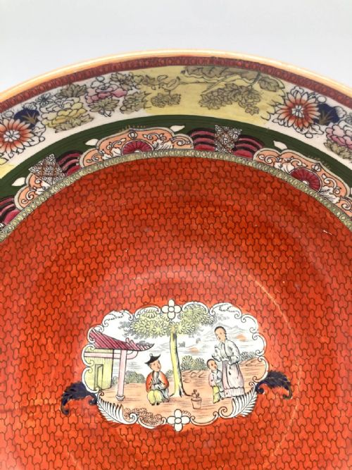 AN EXCEPTIONALLY LARGE RED SCALE MASON'S IRONSTONE PUNCHBOWL CIRCA 1870 - ADDITIONAL PHOTO 13