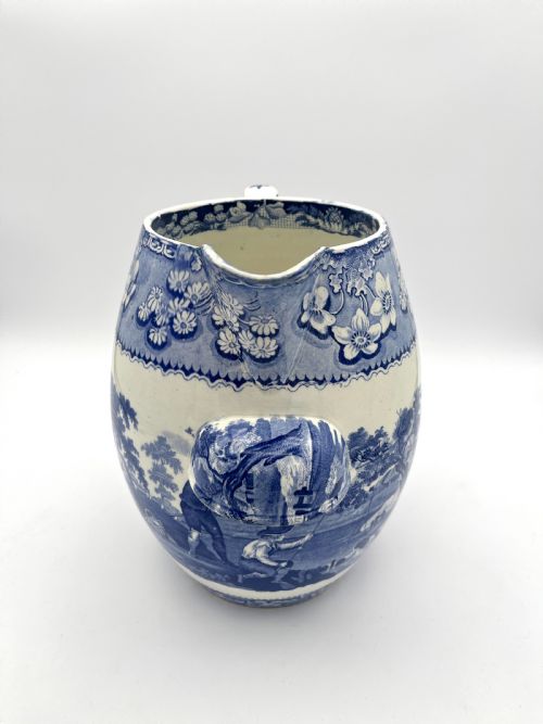 A RARE 1820'S 'FISHER BOYS' BLUE AND WHITE TRANSFER FOOTBATH JUG - ADDITIONAL PHOTO 1