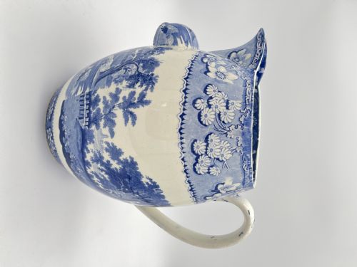 A RARE 1820'S 'FISHER BOYS' BLUE AND WHITE TRANSFER FOOTBATH JUG - ADDITIONAL PHOTO 2