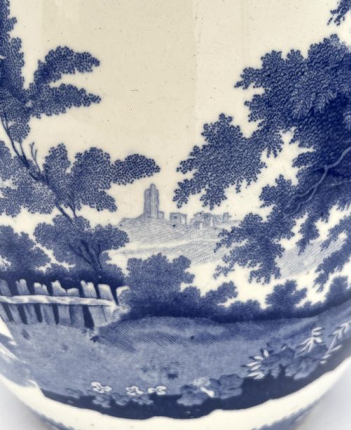 A RARE 1820'S 'FISHER BOYS' BLUE AND WHITE TRANSFER FOOTBATH JUG - ADDITIONAL PHOTO 3